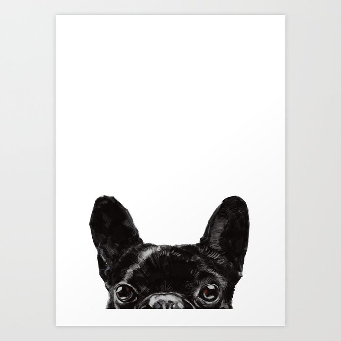 Peeking French Bulldog Art Print