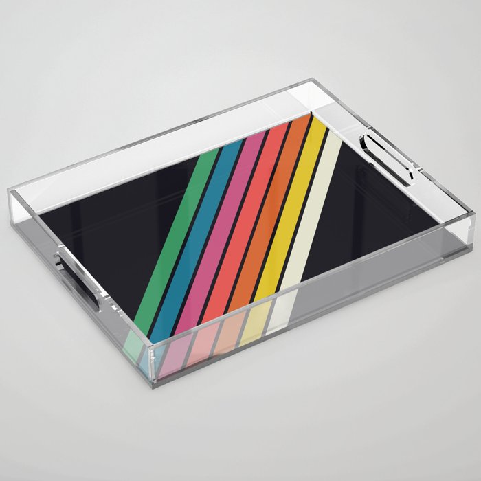 7 Classic Colorful Summer Style Retro Stripes Acrylic Tray