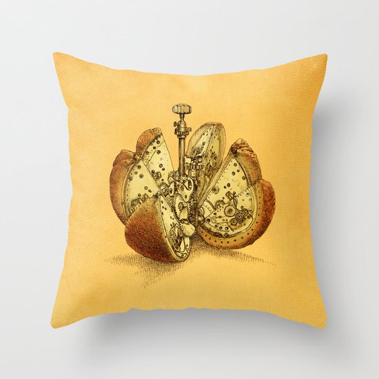 Steampunk Orange Throw Pillow