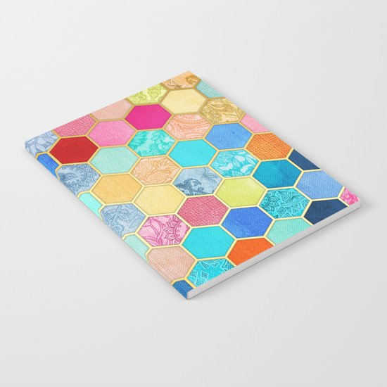 Patterned Honeycomb Patchwork in Jewel Colors Notebook