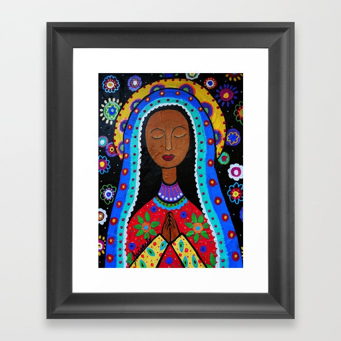 Mexican Folk Art Virgin Guadalupe Painting Framed Art Print