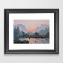 Yosemite Valley Sunrise Pretty Pink Framed Art Print
