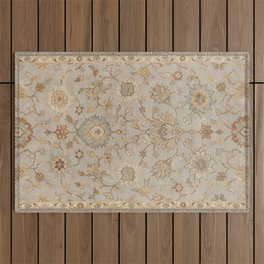 Antique Persian Floral Medallion Vector Painting Outdoor Rug
