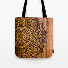 Mandala on Wood Tote Bag