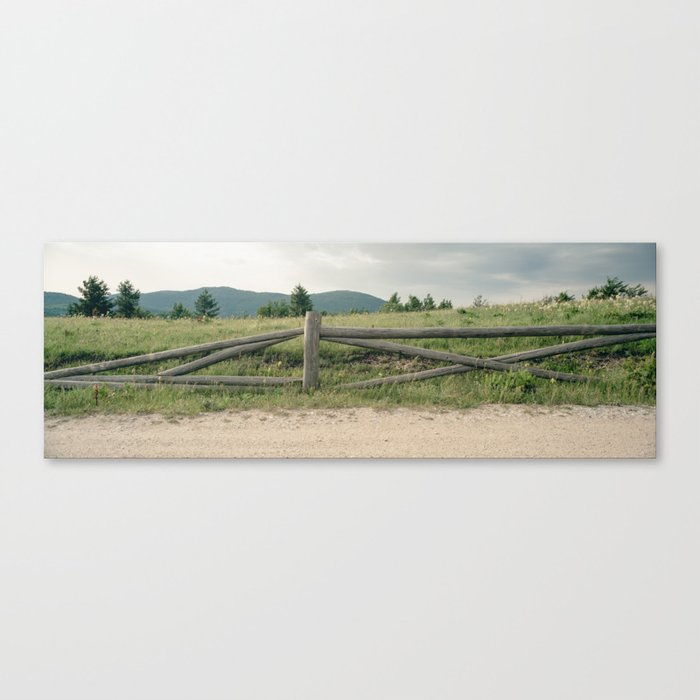 Old wooden fence on the mountain panoramic photo in 6x17 aspect ratio Canvas Print