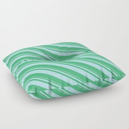 [ Thumbnail: Powder Blue and Sea Green Colored Stripes Pattern Floor Pillow ]