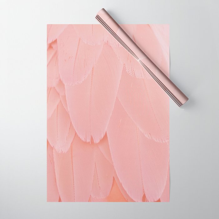 Pink Scandi Feathers Wrapping Paper