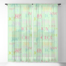 Enjoy The Colors - Colorful Typography modern abstract pattern on pale mint green color Sheer Curtain
