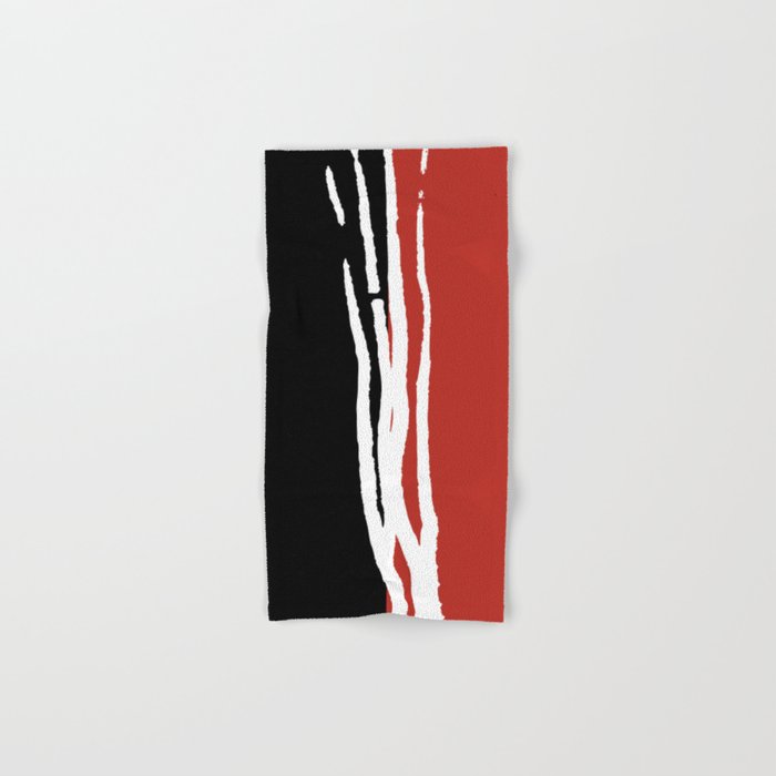 Abstract Line Art Black White Muted Red Hand & Bath Towel