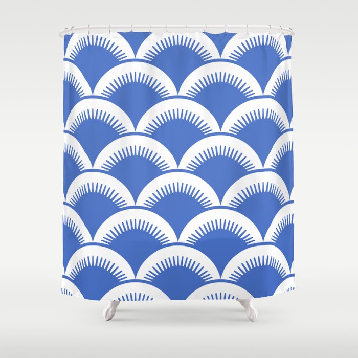 Japanese Fan Pattern Blue 2 Shower Curtain