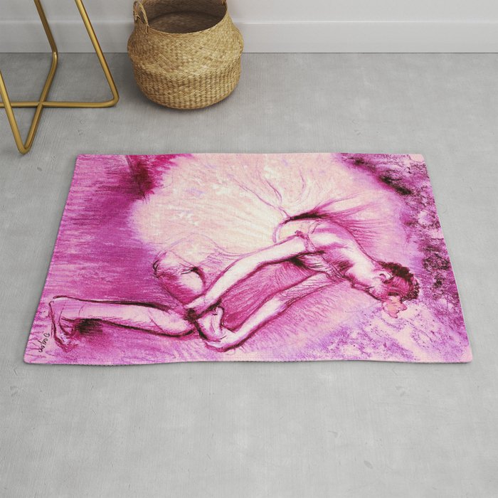 Ballerina by Edgar Degas Mauve Magenta Rug