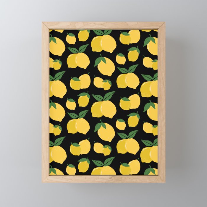 Retro Fruit Print Lemon Aesthetic Abstract Lemons Framed Mini Art Print