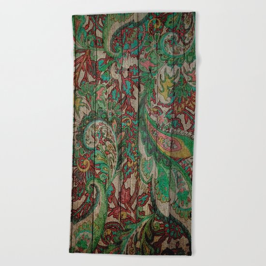 Kashmir on Wood 05 Beach Towel