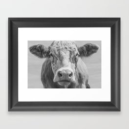 Animal Photography | Highland Cow Portrait Black and White | Farm Animals Framed Art Print
