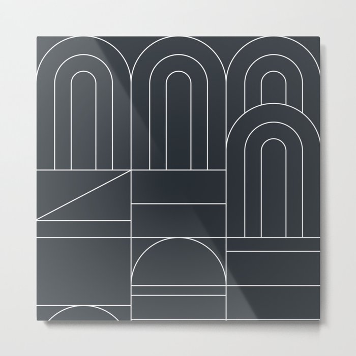 Deco Geometric 04 Black Metal Print