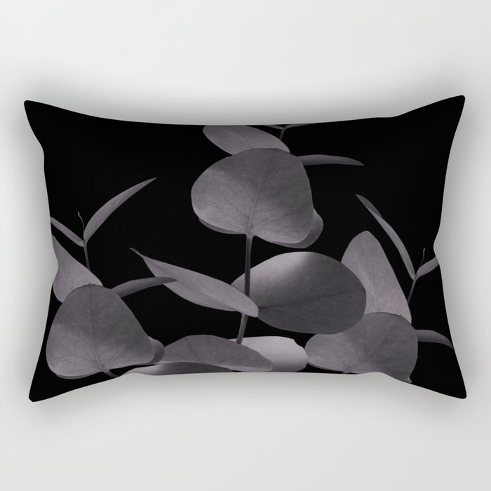 Eucalyptus Leaves Black Black #1 #foliage #decor #art #society6 Rectangular Pillow