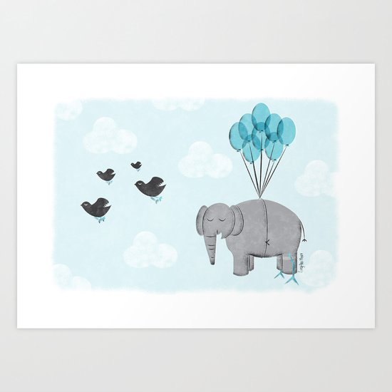 Elephant Bird Art Print