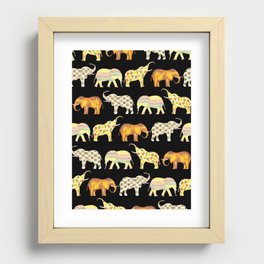 Happy elephants black version Recessed Framed Print