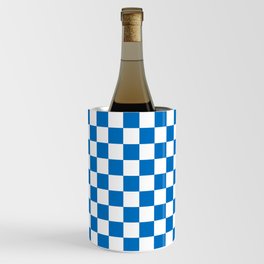 Checkerboard Pattern - azure blue Wine Chiller
