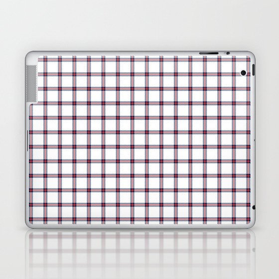 White and Red Farmhouse Style Gingham Check Laptop & iPad Skin
