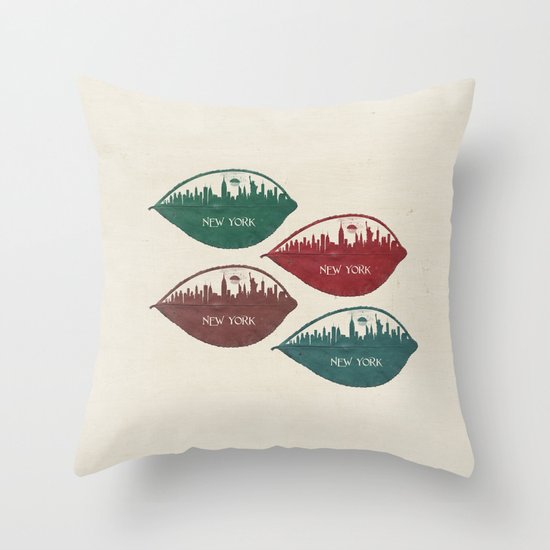 New York Skyline at Sunrise Throw Pillow