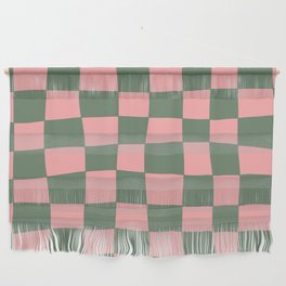Hand Drawn Checkerboard Pattern (sage green/pink) Wall Hanging