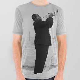 Louis Armstrong at the Spinx and Egyptian Pyrimids Vintage black and white photography / photographs All Over Graphic Tee