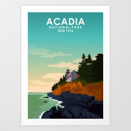 Acadia National Park Travel Poster Art Print