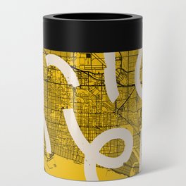 USA Long Beach Map - Yellow Collage Can Cooler