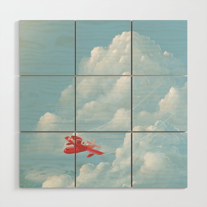 flying over the clouds Wood Wall Art