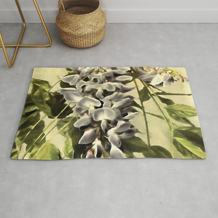 Climbing Windblown Wisteria Vine Acrylic Painting Rug