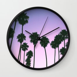 Palm Tree Purple Sunset Wall Clock