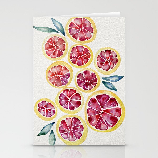 Sliced Grapefruits Watercolor Stationery Cards