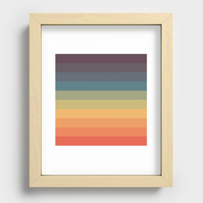 Colorful Retro Striped Rainbow Recessed Framed Print