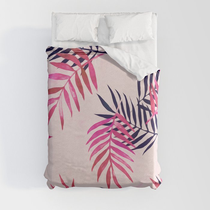 Pink Palm Pattern Duvet Cover