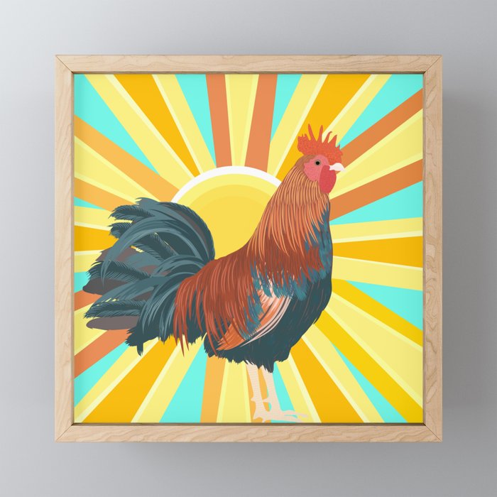 Sunshine rooster Framed Mini Art Print