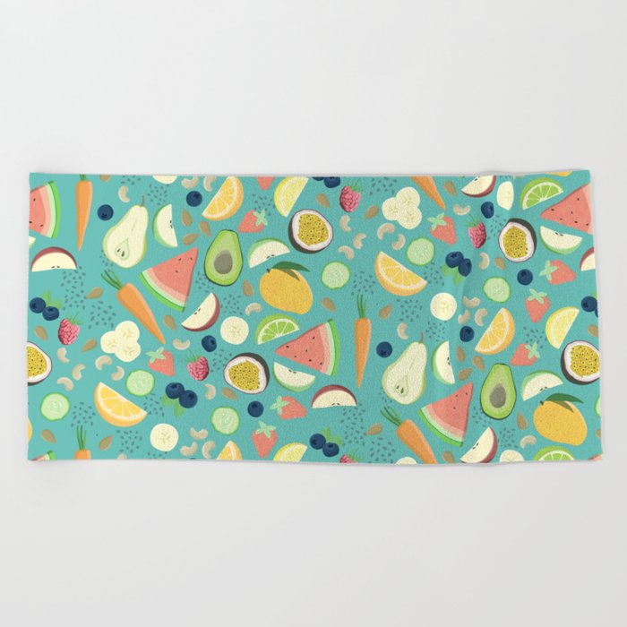Eat your fruit and vegetables Beach Towel
