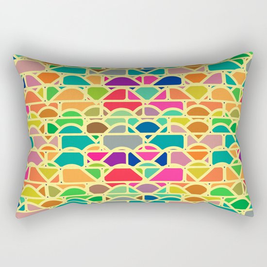 Bricks and waves in bright colors Rectangular Pillow