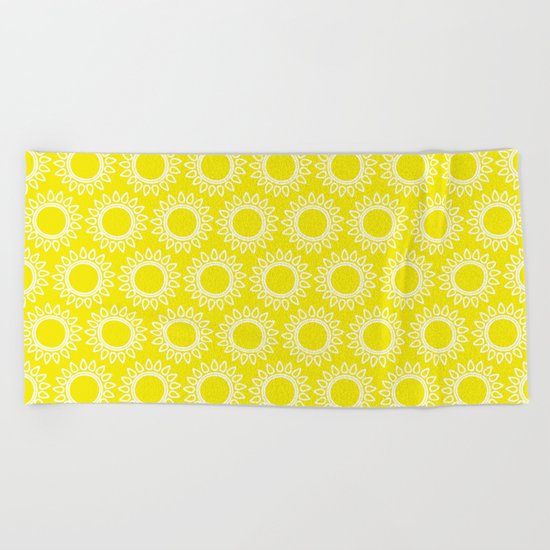 Sun Yellow Pattern- Beach Sun - Mix and Match with Simplicity of Life Beach Towel