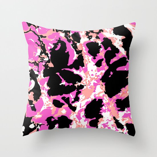 Abstract Pink and Peach Marble Texture Throw Pillow