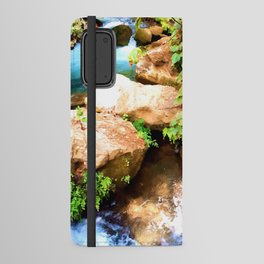 An island of paradise. river, flow, water, turquoise, navy, blue, vegetation, paradise, island, summer, beach, adventure, foam, Android Wallet Case