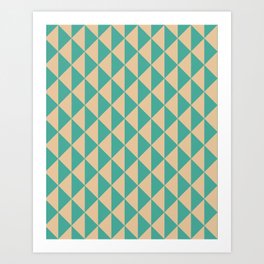 Fun Retro Teal Turquoise Geometric Shapes Pattern Art Print