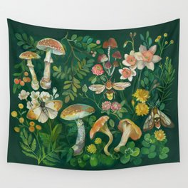 Mushrooms Dandelion Garden Wall Tapestry