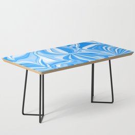 Blue and White Swirly Trippy Abstract Pattern Coffee Table