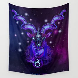 Zodiac neon signs — Capricorn Wall Tapestry