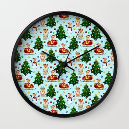 Blue Christmas - From Corgis, Santa And Christmas Trees Wall Clock