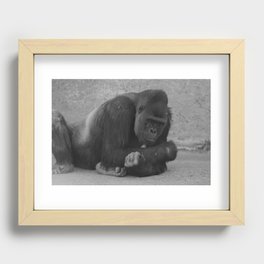 Black and white Gorilla Recessed Framed Print