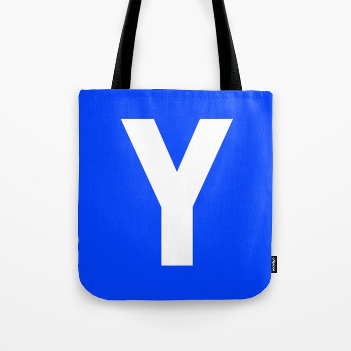 Letter Y (White & Blue) Tote Bag