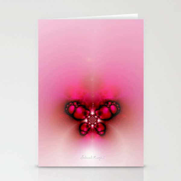 Pink Fractal Butterfly Stationery Cards