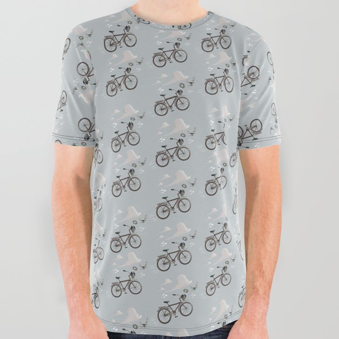 Spring Bike Cool Gray All Over Graphic Tee